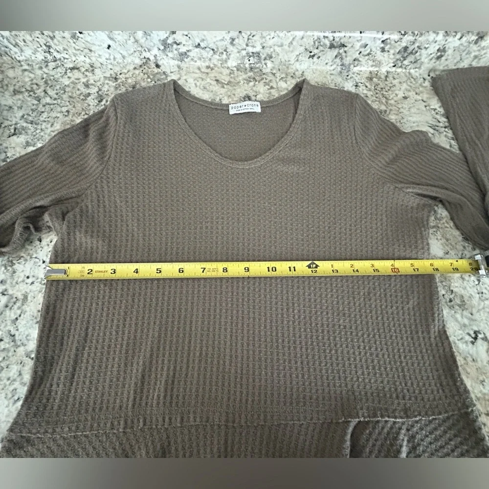 Paper Crane Anthropologie Waffle Knit Thermal Long Sleeve Ruffle Hem Top Size S - Picture 7 of 8
